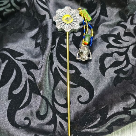 Handmade Fallout Vault Inspired Hair Stick Helmet, Mini Nuke, and +2 Rad Charms - Picture 13 of 14
